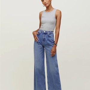 COPY - Reformation- (NWT) Pleated Reworked High rise Wide Leg Jeans